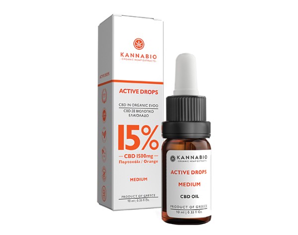 Active Drops C.B.D Oil 15% (orange flavor) 10ml